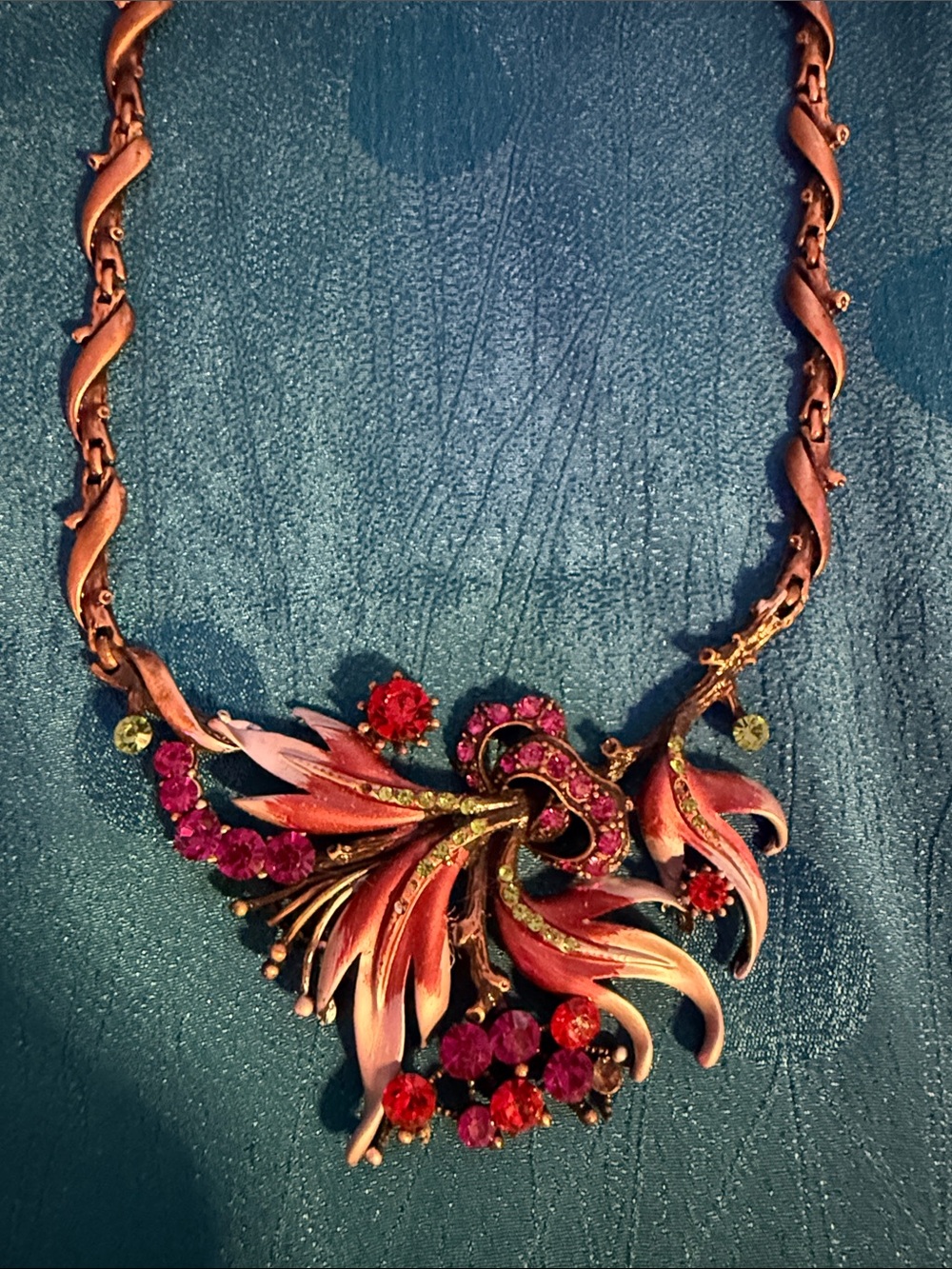 Vintage-Inspired Pink Floral Statement Necklace
